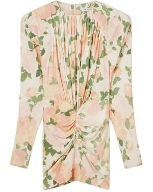 Stella McCartney Floral Gathered Mini Dress - Natural