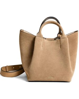 Poche Paris Suede Panelled Tote Bag - Natural