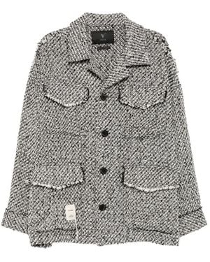 FIVE CM Logo-Patch Shirt Jacket - Grey