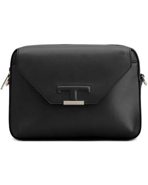 Tod's Schoudertas Met T-Logo - Zwart