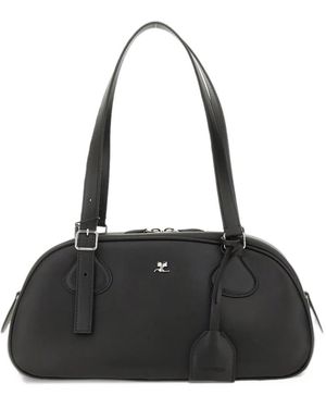 Courreges Logo-Plaque Shoulder Bag - Black