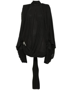 Amen Beaded Draped Mini Dress - Black