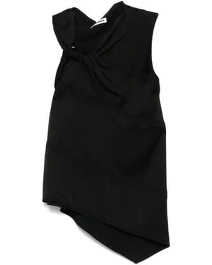 Jil Sander Sm Top Asymmetric Gloss With Bow - Black