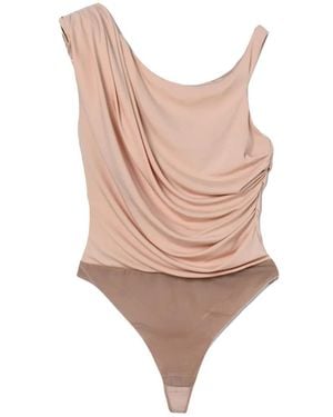 Elisabetta Franchi Draped-Detail Asymmetric Bodysuit - Pink
