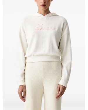 Guess Sudadera Aria Con Capucha Y Logo Bordado - Blanco