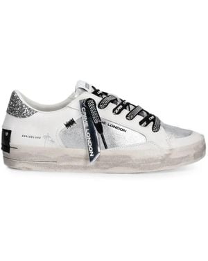 Crime London Sk8 Deluxe Glitter-Detail Trainers - White