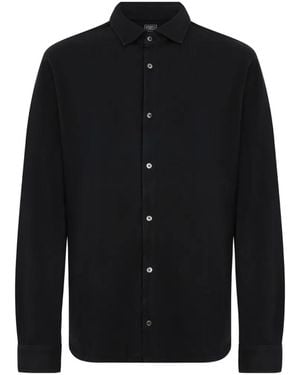 Fedeli Long-Sleeve Button-Down Shirt - Black
