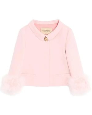 Valentino Garavani Crepe Couture Jacket With Feathers - Pink