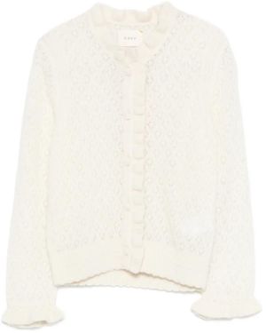 Doen Perforierter Cardigan mit Rüschen - Natur