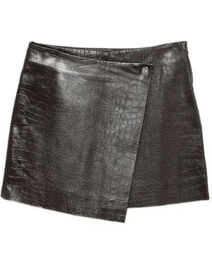 Stand Studio Crocodile-Effect Asymmetric Skirt - Grey