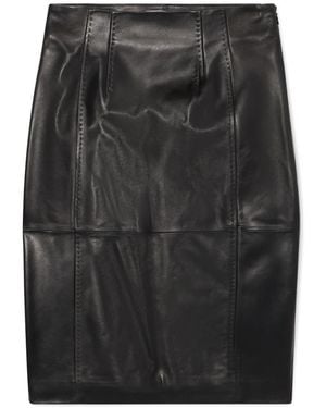 Brooks Brothers High-Waisted Leather Pencil Skirt - Black