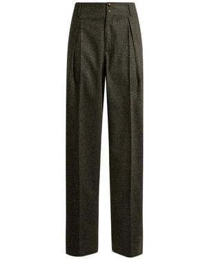 Etro Wool-Blend Jacquard Trousers With Pegaso Buttons - Green