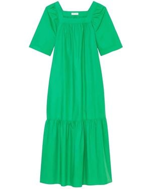 Marc O' Polo Puff-Sleeve Tiered Midi Dress - Green