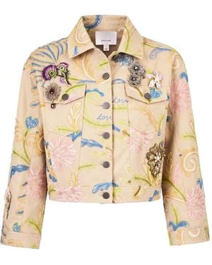 Cinq À Sept Addie Embroidery-Embellished Cropped Jacket - Natural