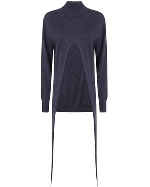 Issey Miyake Cut-Out High-Neck Jumper - Blue