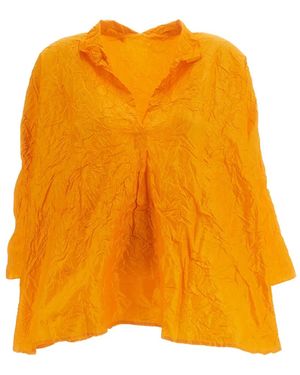 Daniela Gregis Crinkled Silk Shirt - Orange