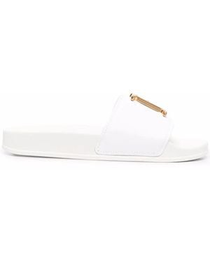 DSquared² Logo-Lettering Flat Slides - White