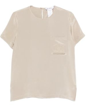 Max Mara Pagano Logo-Embroidered Pocket T-Shirt - White