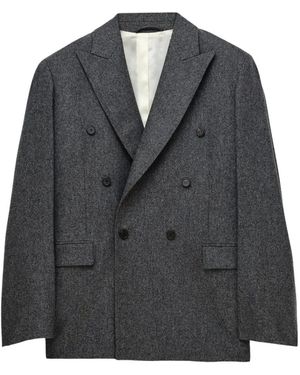 Carven Double-Breasted Peak-Lapel Blazer - Black