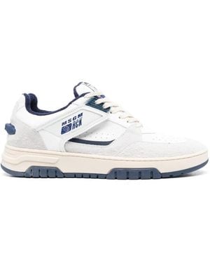 MSGM Colour-Block Paneled Leather Sneakers - White