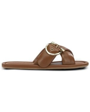 Ferragamo Elyzia Buckle-Detail Crossover Sandals - Brown