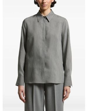 Peserico Vertical-Stripe Shirt - Gray