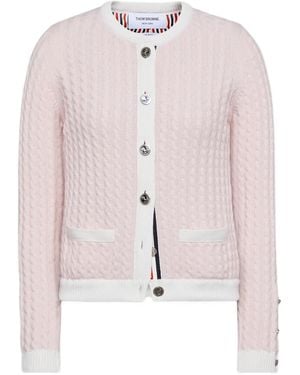 Thom Browne Cable Stitch Cardigan - Pink