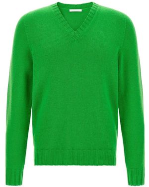 Oliver Lattughi V-Neck Cashmere Jumper - Green