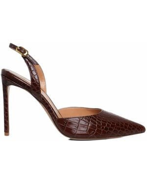 Ginissima Ami Crocodile-Effect Slingback Court Shoes - Brown