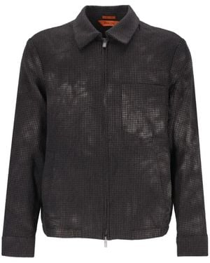 Barena Houndstooth Wool Bomber Jacket - Black