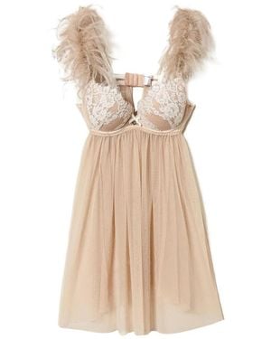 Twinset フェザートリム スリップ - ナチュラル