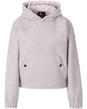 Moncler Felpa Con Logo E Cappuccio - Bianco