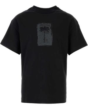 Palm Angels Logo-Print Cotton T-Shirt - Black