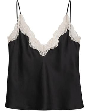 forte_forte Lace-Trim Camisole Top - Black