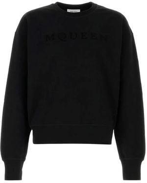 McQueen Logo-Embroidered Cotton Sweatshirt - Black