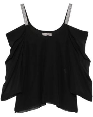 D.exterior Embellished-Straps Top - Black