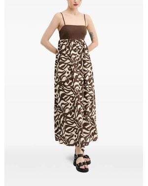 Abercrombie & Fitch Floral-Pattern Sleeveless Midi Dress - White