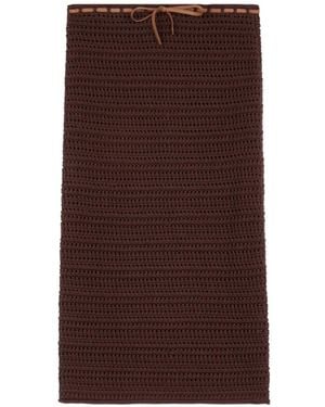 Tod's Falda Midi Con Cordones - Marrón