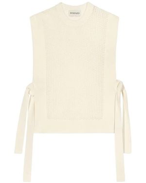 Bompard Hooded Pointelle Knitted Top - White