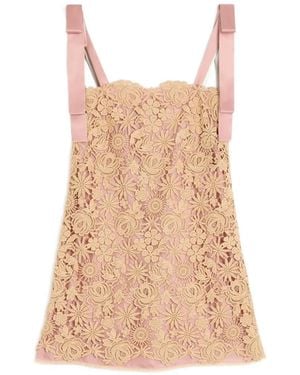 Valentino Garavani Guipure Mini-Jurk Met Bandjes - Naturel