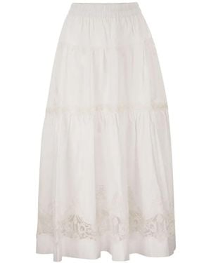 Maurizio Mykonos Tiered Embroidered Skirt - White