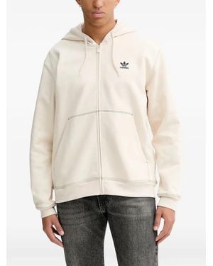 adidas Contrast-Stitch Zip-Up Hoodie - Natural