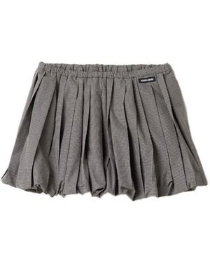 Miu Miu Falda Plisada A Cuadros Gingham - Gris