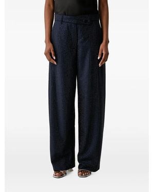 Pinko Rhinestone-Embellished Wide-Leg Trousers - Black