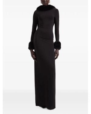 Nina Ricci Faux-Fur Open-Back Maxi Dress - Black