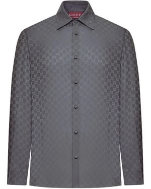Gucci gg Jacquard Silk Shirt - Gray
