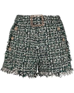 Edward Achour Paris Rough-Cut Tweed Shorts - Green