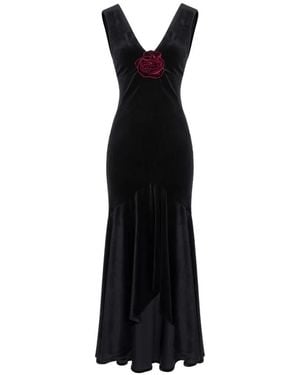 ROSERRY Tango Rose-Appliqué High-Low Dress - Black