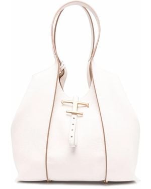 Tod's T Timeless Mini Leather Tote Bag - White