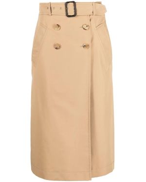 Moschino High-Waisted Belted Midi Skirt - Natural